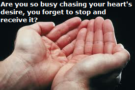 Are you so busy chasing your heart's desire that you forget to stop and receive it?